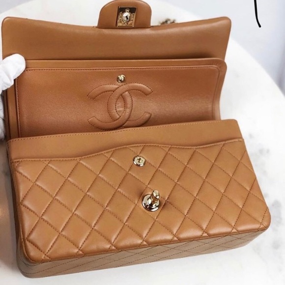 Chanel Double Flap Quilted Lambskin Camel Brown GH - Picture 5 of 6